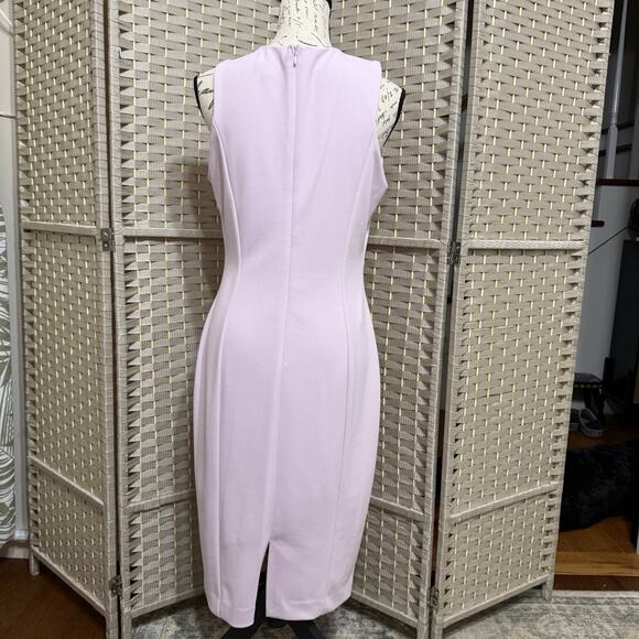 Calvin Klein Pleated Halter Neck Sheath Dress Size 10 Pale Lilac Scuba Crepe NEW - Picture 3 of 11